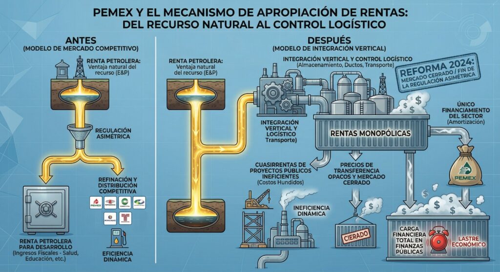 PEMEX mecanismo de apropiacion de rentas del recurso natural al control logistico